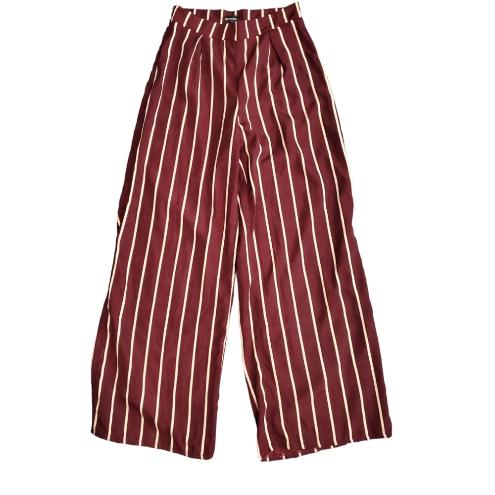 PrettyLittleThing Red And Cream Striped Pants